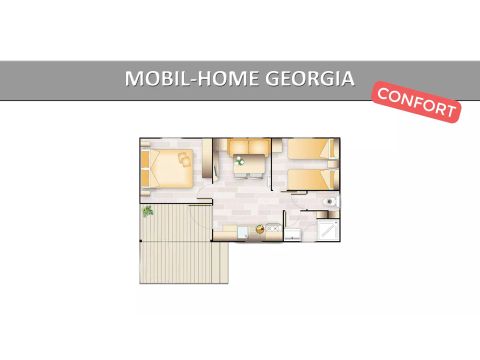 BUNGALOW 4 personnes - Georgia Confort 3 Pièces 4 Personnes Climatisé + TV